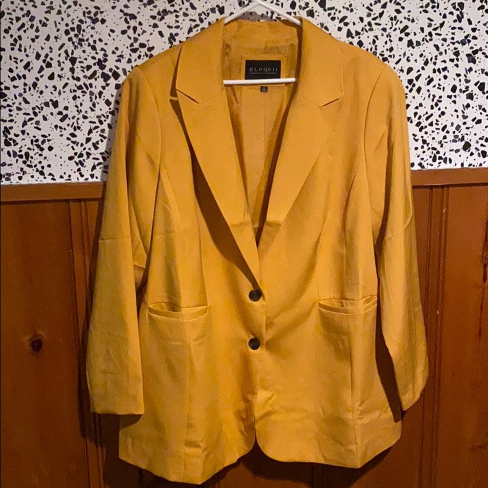 Eloquii Long Line Mustard Blazer